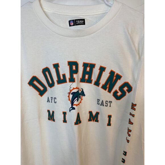 NFL Miami Dolphins Long Sleeve T-Shirt Mens L White Cotton RAA10421 New - Picture 2 of 7